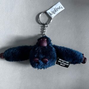 Kipling teal - navy  Plush Monkey Matt Keychain with Brown Face NWT